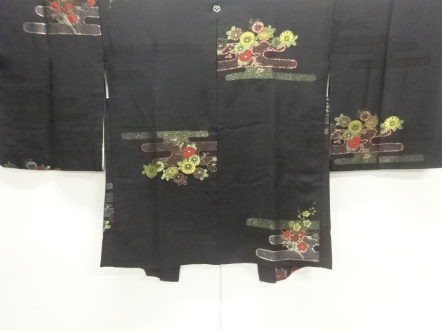 JAPANESE HAORI COAT / URUSHI / WOVEN EGASUMI & KIKU / ONE CREST